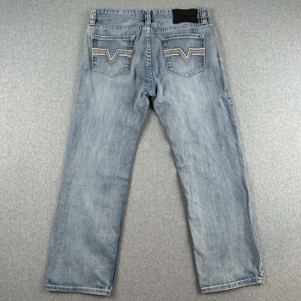 Rock & Roll Denim Jeans Men 34 Blue Revolver Straight Slim Straight Rodeo Cowboy - Picture 2 of 15
